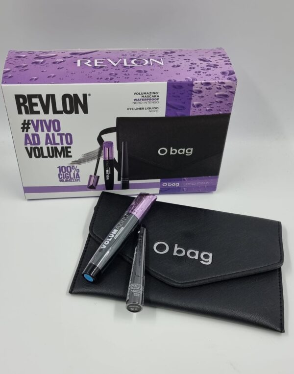 Revlon Mascara Volumeazing Waterproof Nero Intenso +Eye Liner Nero + Pochette O bag Litmited Edition