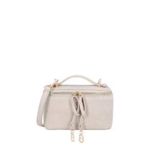 Tosca Blu Mini bauletto Lucrezia con zip e logo charm colore grigio pietra